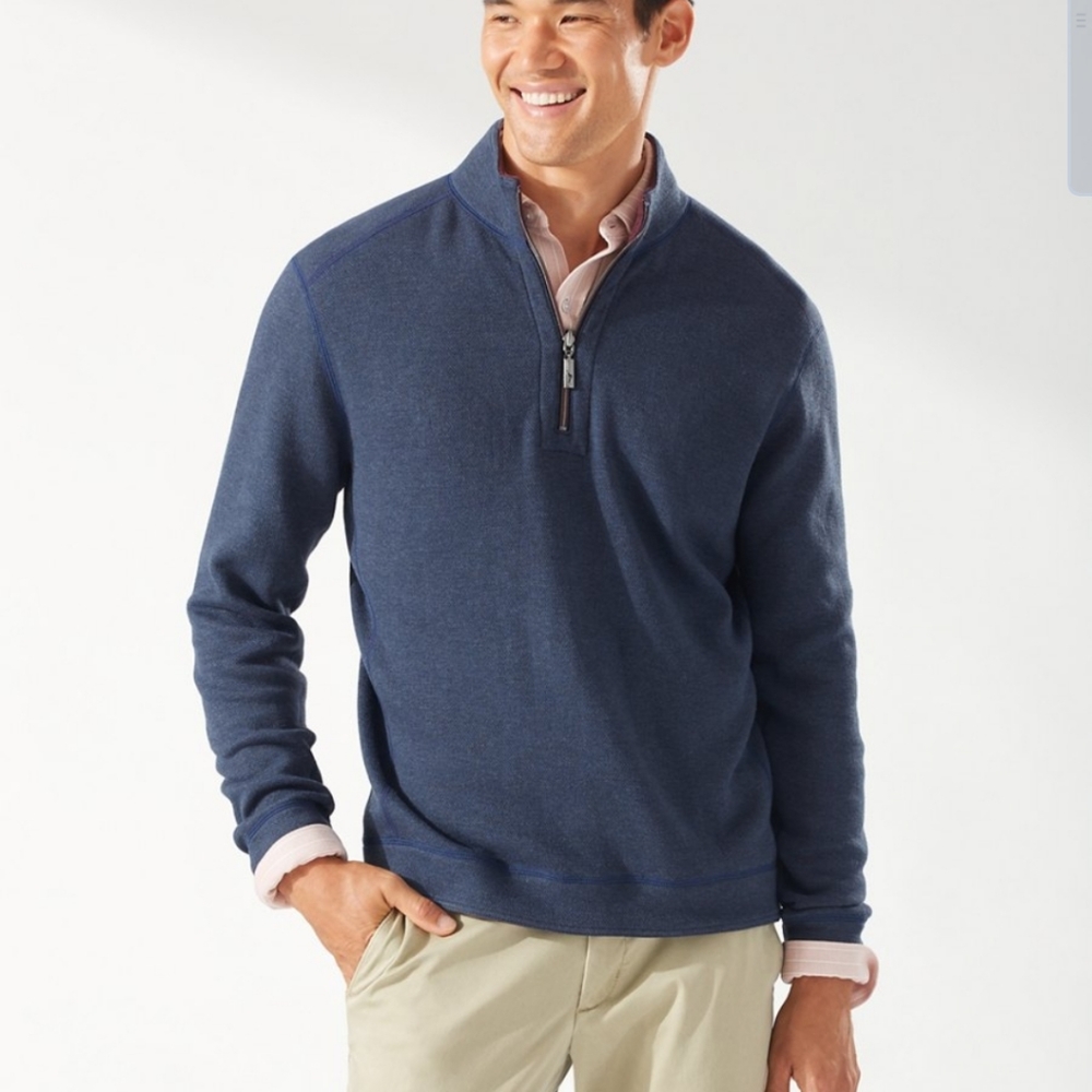 Tommy Bahama | Blue reversible half-zip sweatshirt